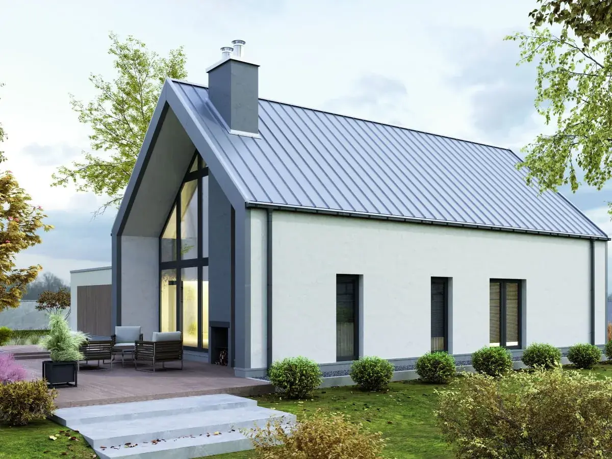 Nowoczesny dom 100m2 z dużymi oknami i tarasem. Idealna działka pod budowę wymarzonego domu.